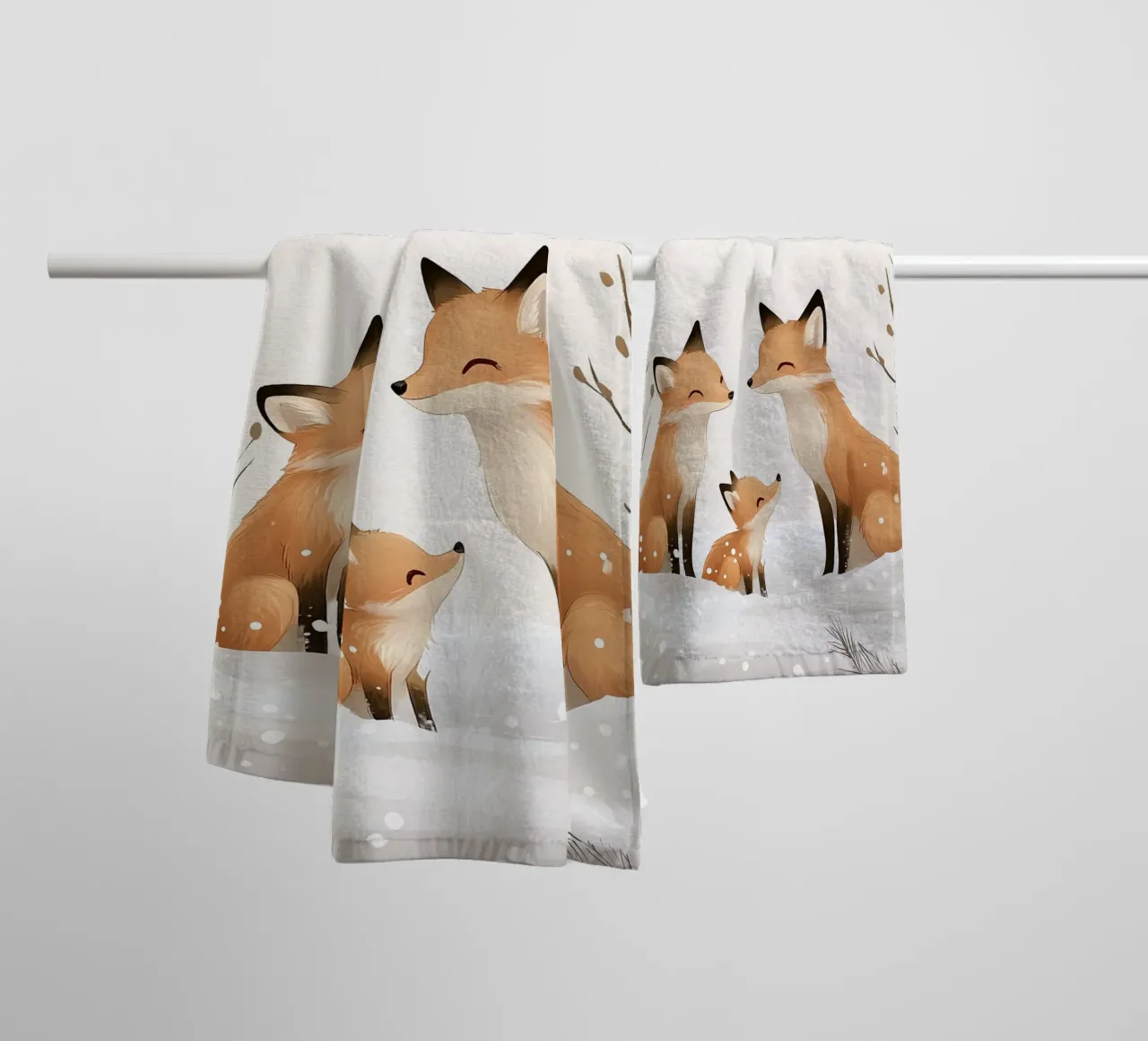 Little Fox Family towel by Synthaira