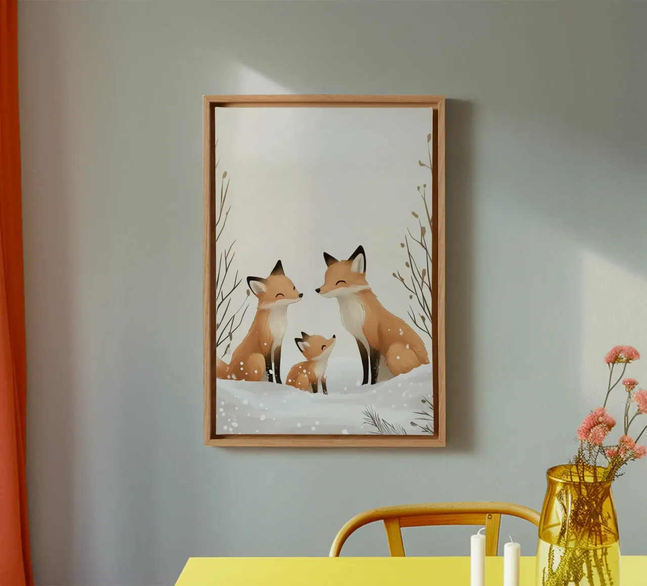 Familie Vosje canvas met Baklijst van Synthaira