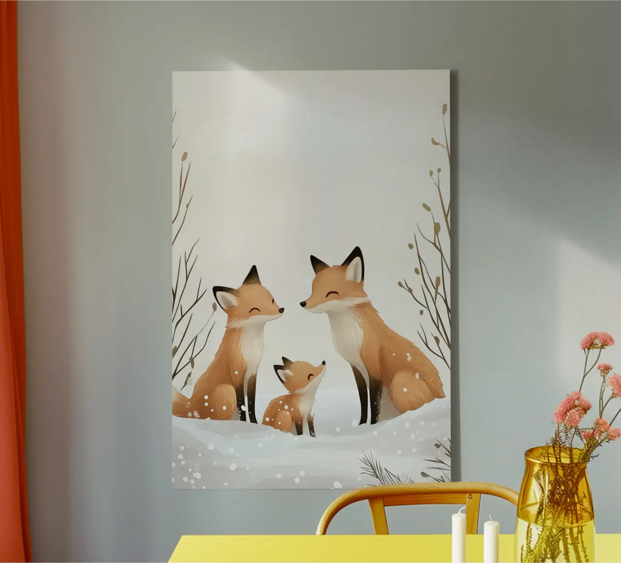 Familie Vosje canvas met Baklijst van Synthaira