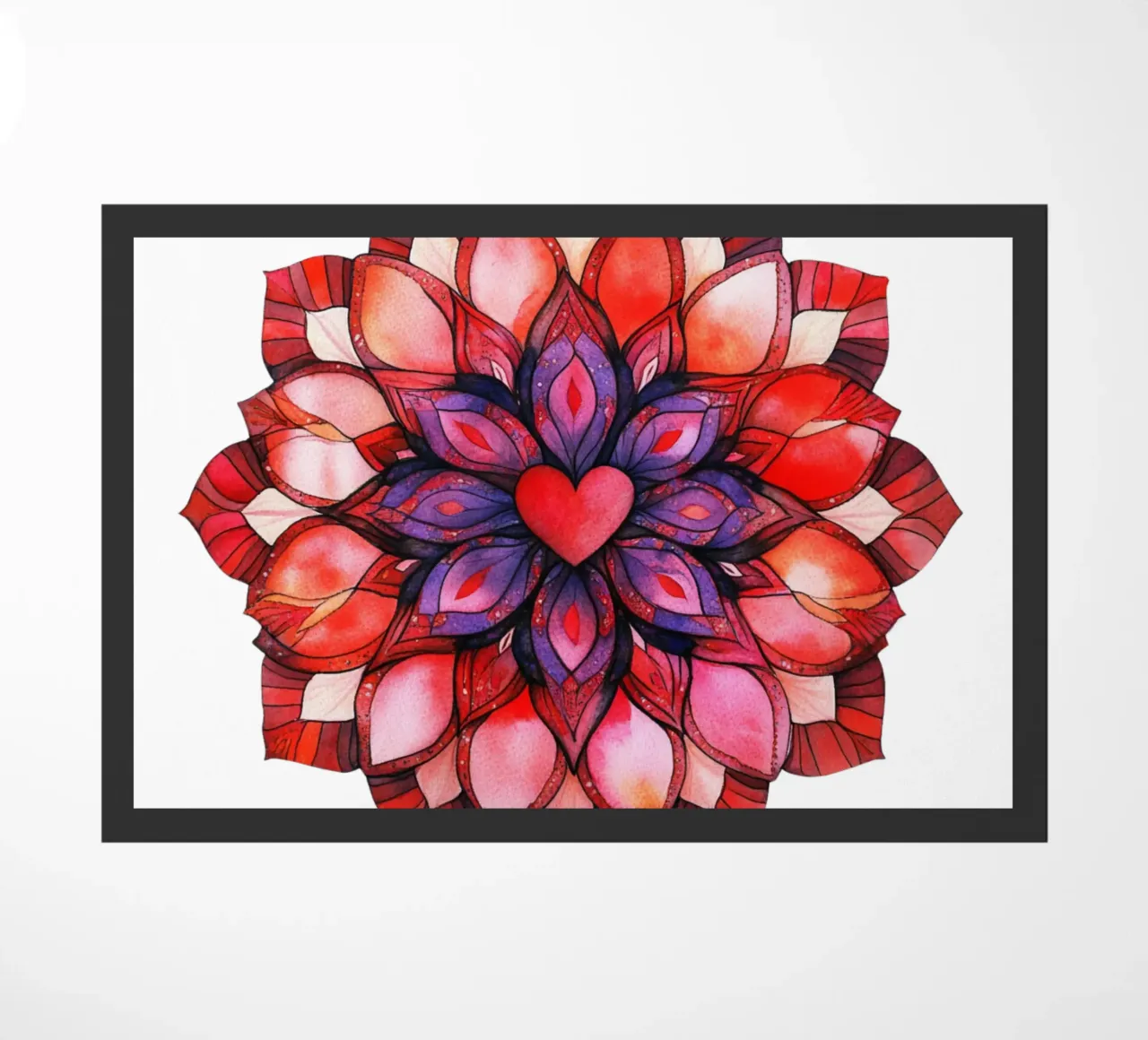 Mandala dell'amore ad acquerello zerbino da Spiritual Touch