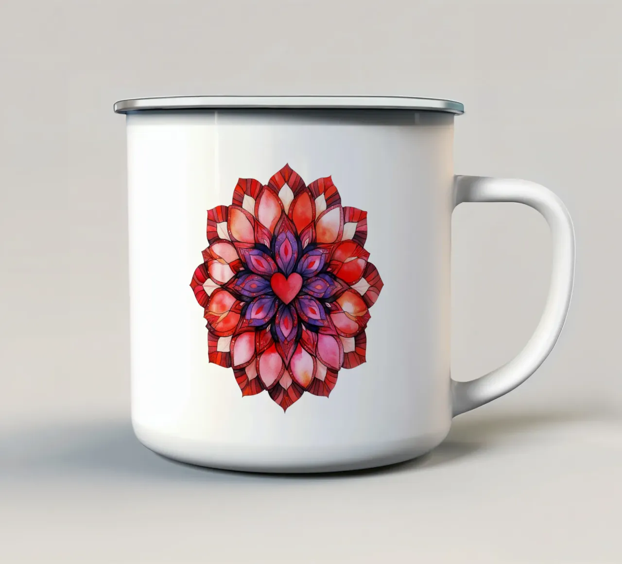 Mandala dell'amore ad acquerello tazza in smalto da Spiritual Touch