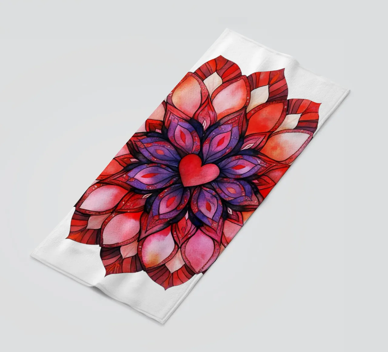 Mandala dell'amore ad acquerello telo mare da Spiritual Touch