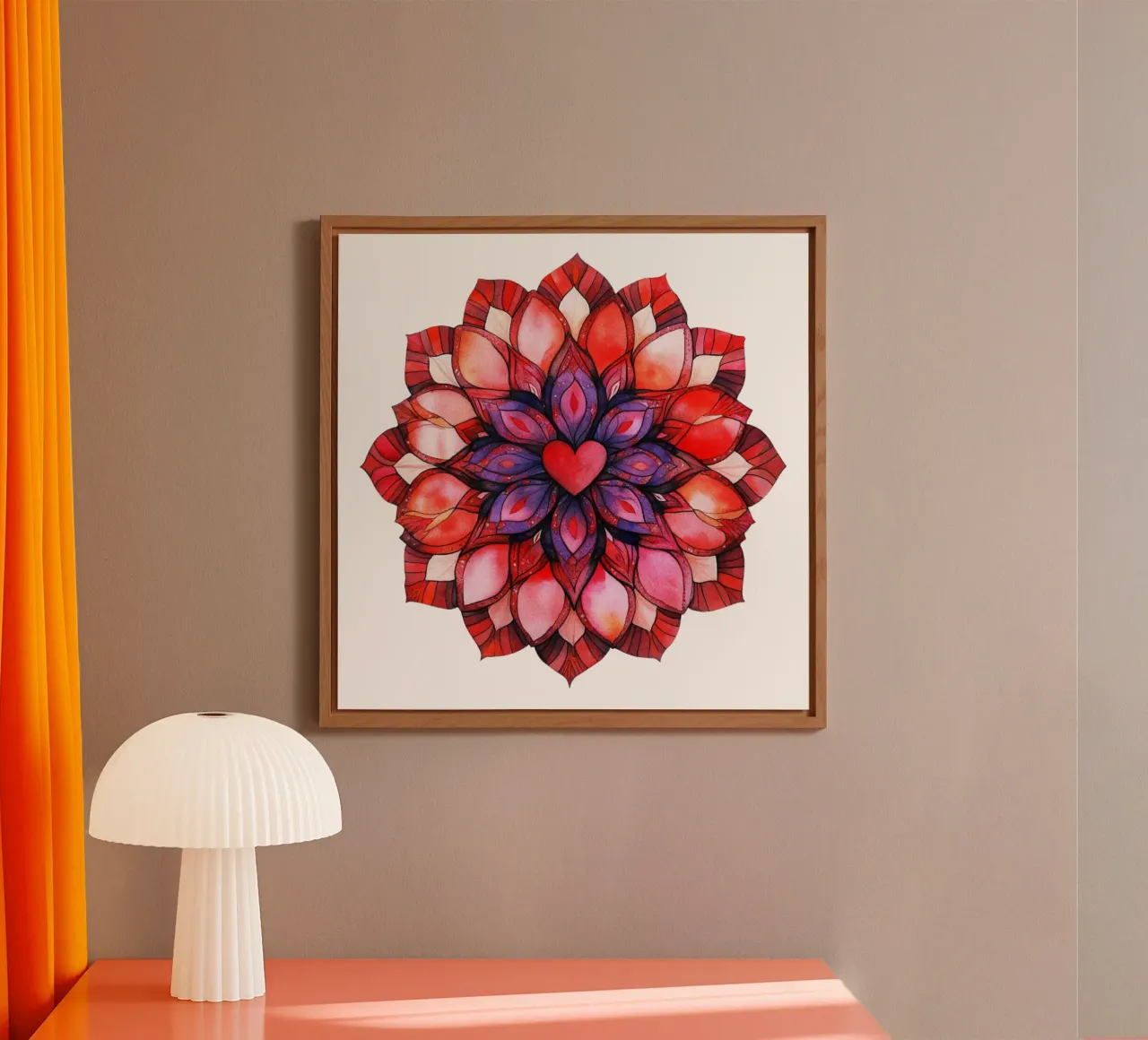 Mandala dell'amore ad acquerello alluminio dibond da Spiritual Touch