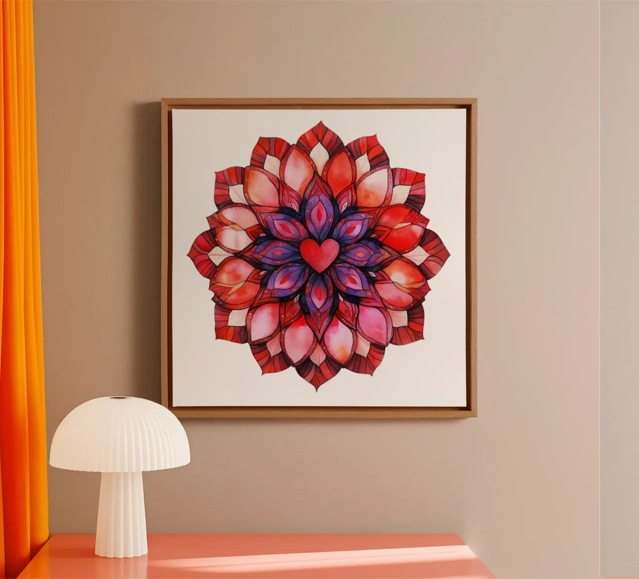 Mandala dell'amore ad acquerello tela con Cornice a cassetta da Spiritual Touch