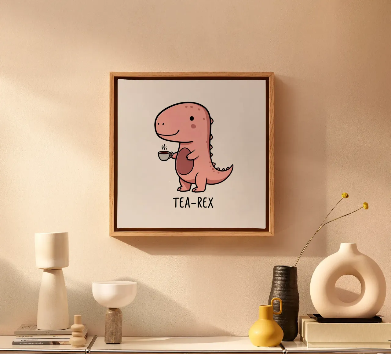 Dinosauro Tea Rex tela con Cornice a cassetta da 🥝 KIWI STORE