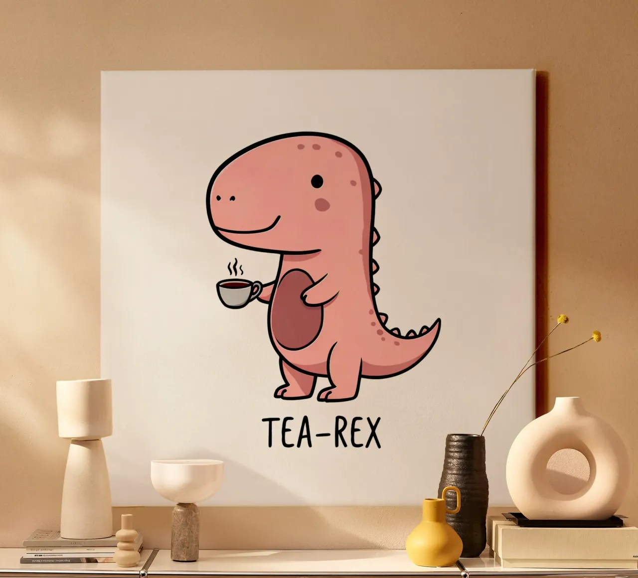 Dinosauro Tea Rex tela con Cornice a cassetta da 🥝 KIWI STORE