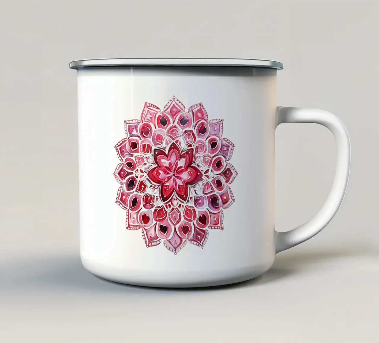 Mandala dell'amore ad acquerello tazza in smalto da Spiritual Touch