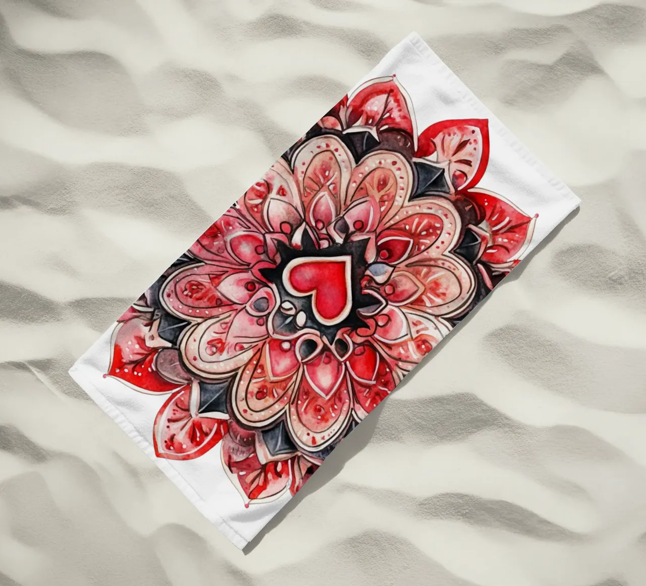 Mandala dell'amore ad acquerello telo mare da Spiritual Touch