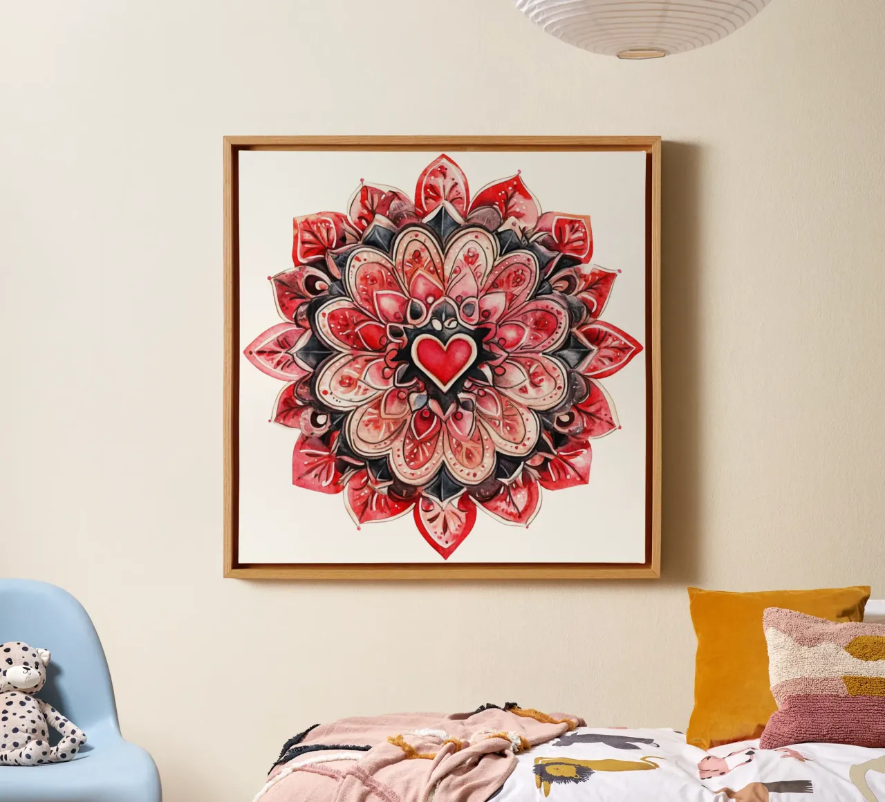 Mandala in aquarel canvas met Baklijst van Spiritual Touch