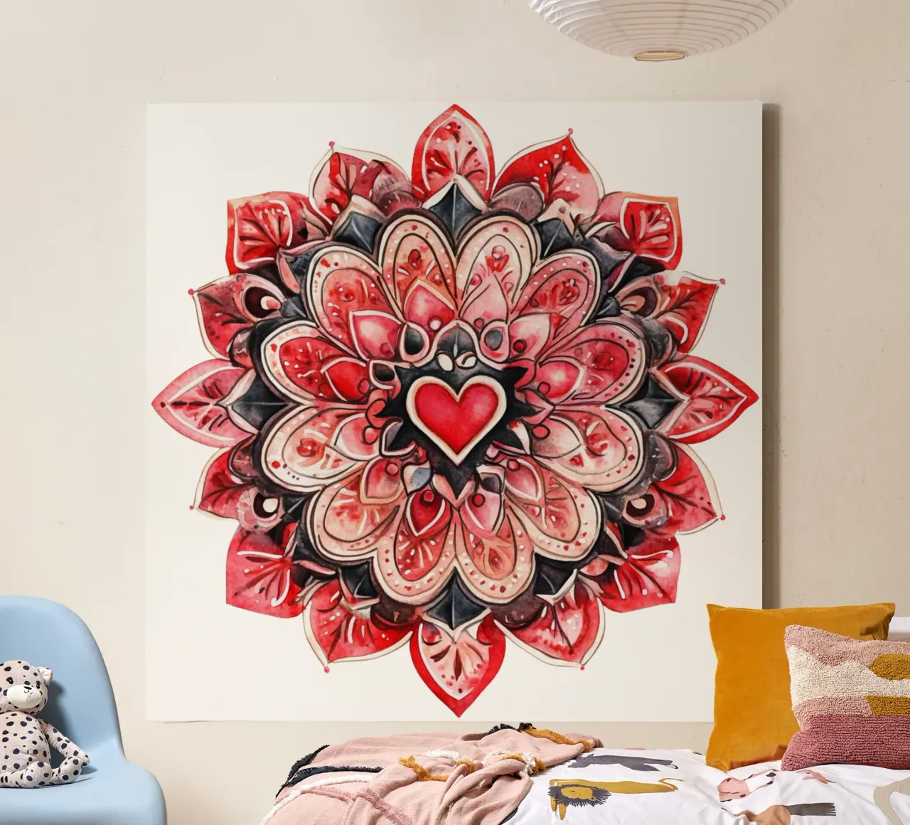 Mandala in aquarel canvas met Baklijst van Spiritual Touch