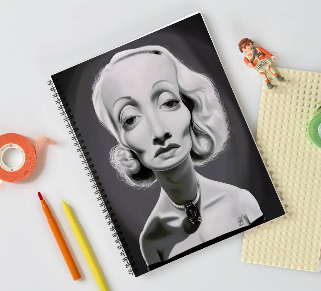 Marlene Dietrich spiral notebook by Rob Art | Illustration