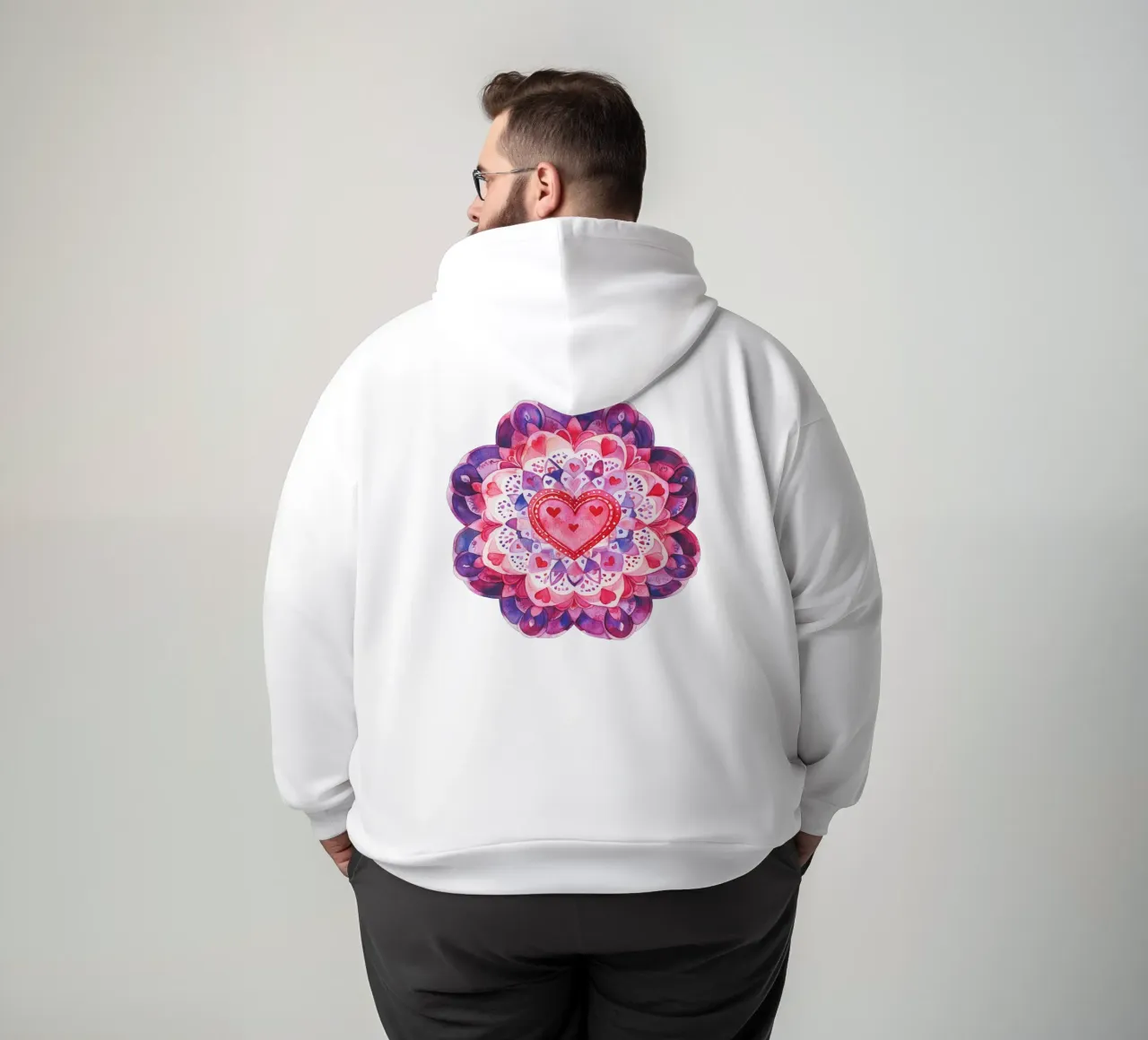 Mandala dell'amore ad acquerello felpa con cappuccio da Spiritual Touch