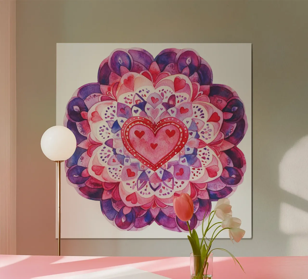 Mandala dell'amore ad acquerello carta hahnemühle da Spiritual Touch
