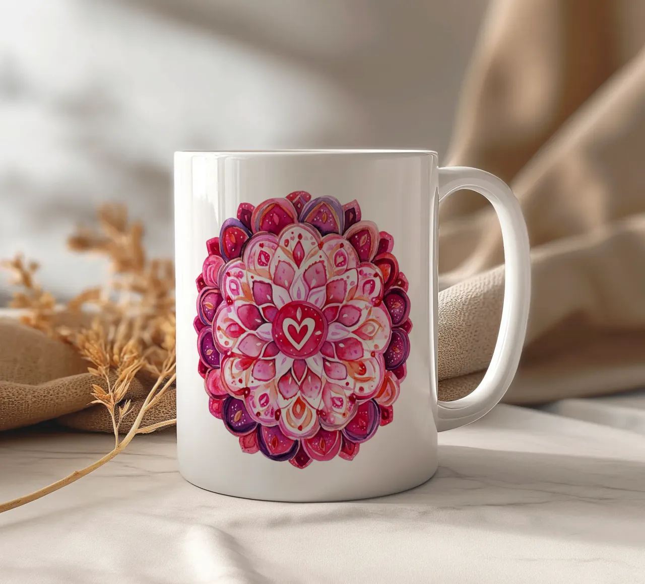 Mandala dell'amore ad acquerello tazza in ceramica da Spiritual Touch