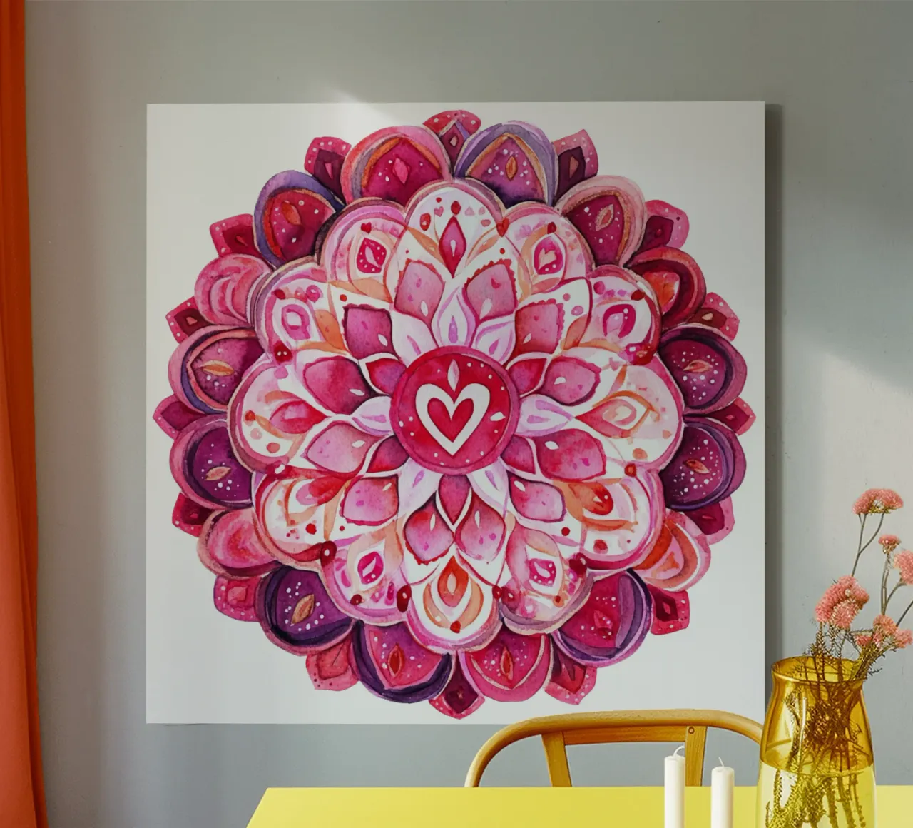 Mandala in aquarel canvas met Baklijst van Spiritual Touch