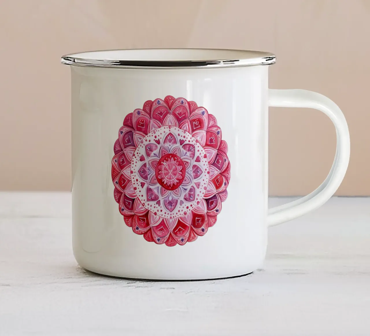 Mandala dell'amore ad acquerello tazza in smalto da Spiritual Touch