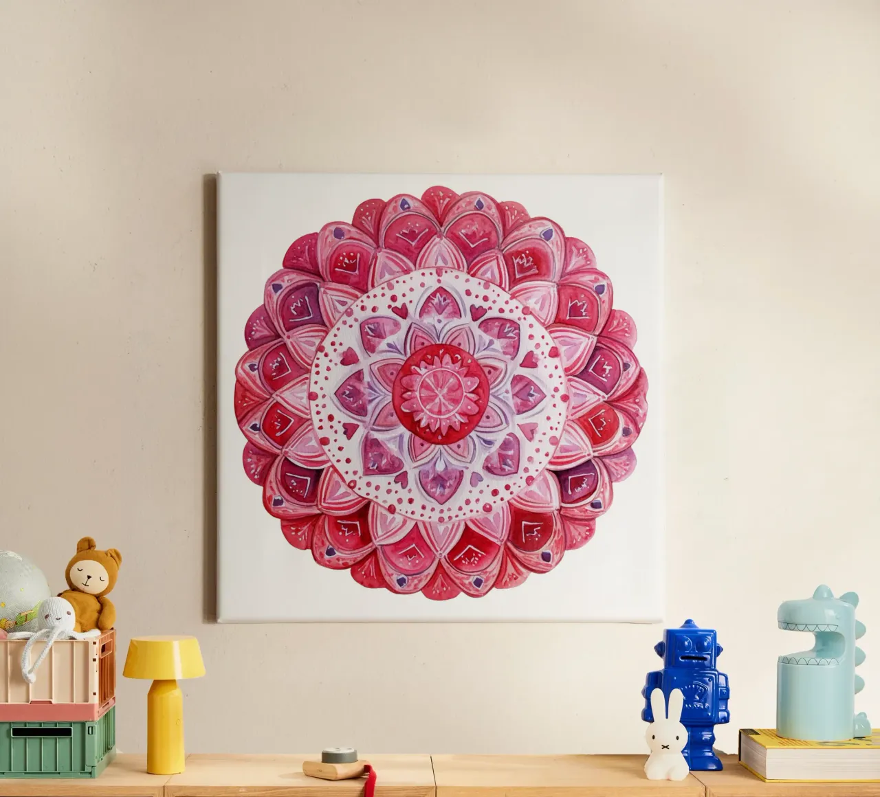 Mandala in aquarel canvas met Baklijst van Spiritual Touch