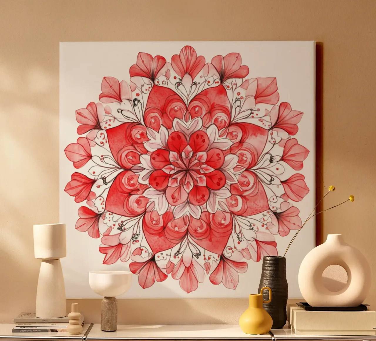 Mandala dell'amore ad acquerello tela con Cornice a cassetta da Spiritual Touch