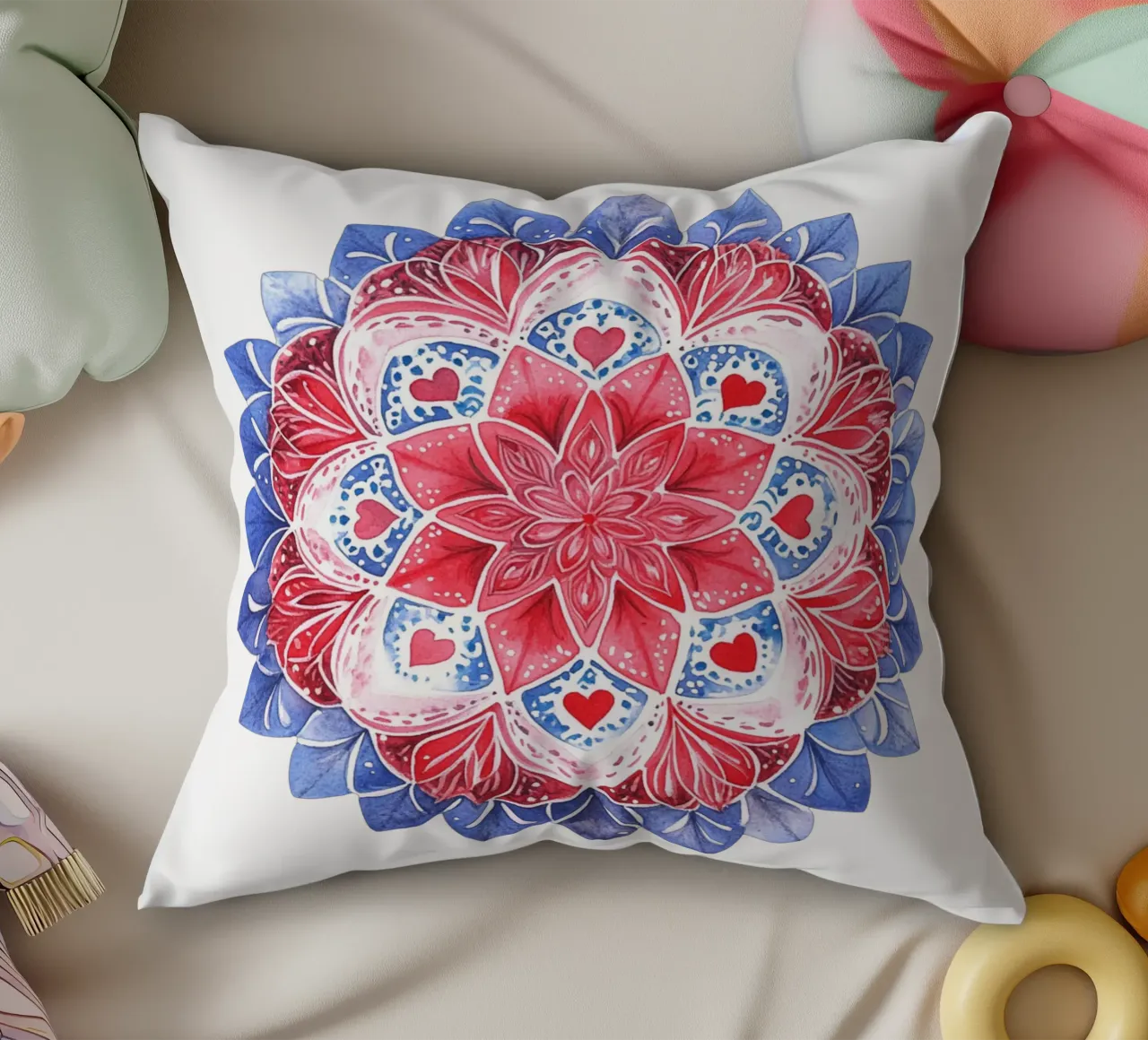 Mandala dell'amore ad acquerello cuscino da Spiritual Touch