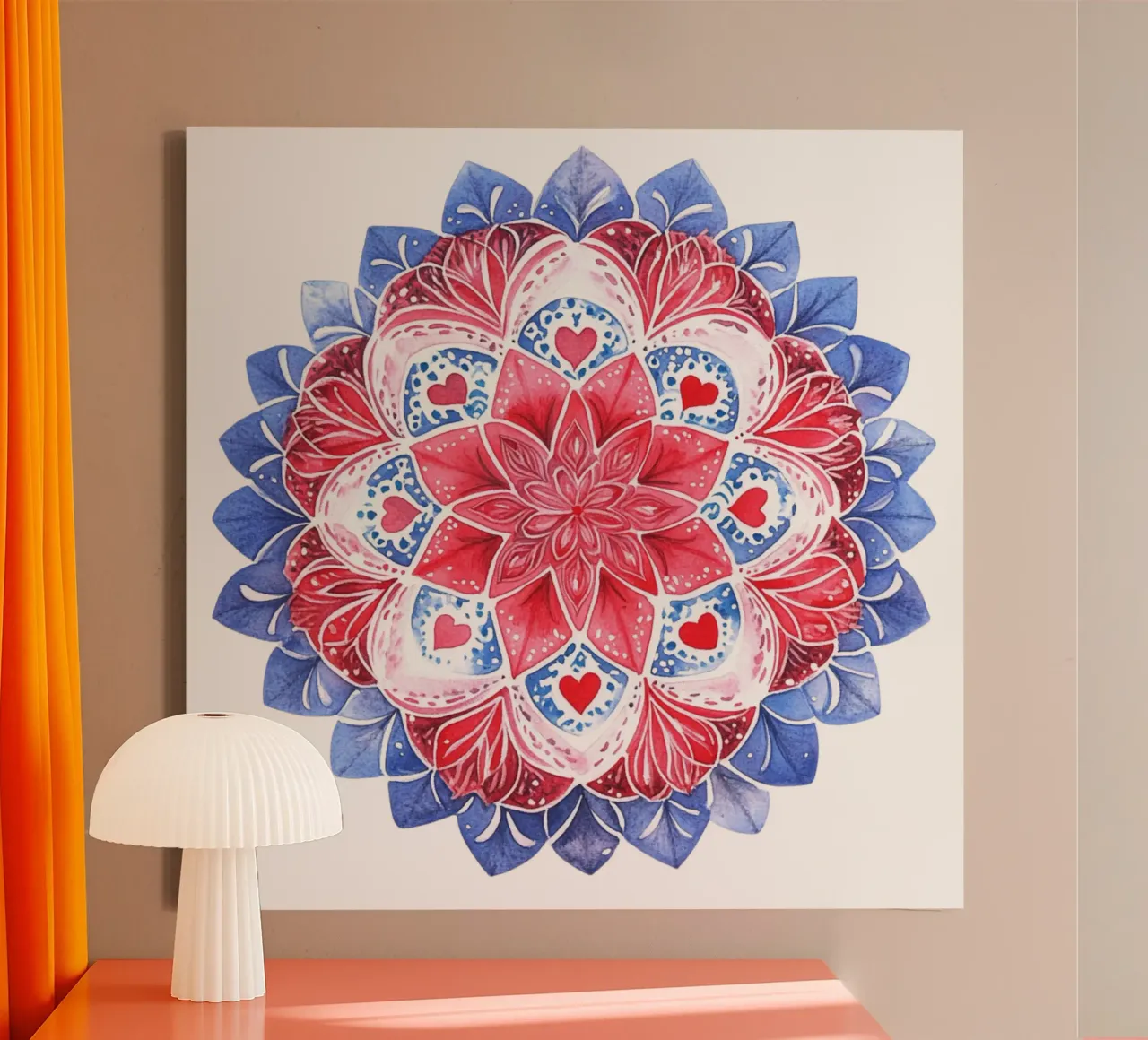 Mandala in aquarel canvas met Baklijst van Spiritual Touch