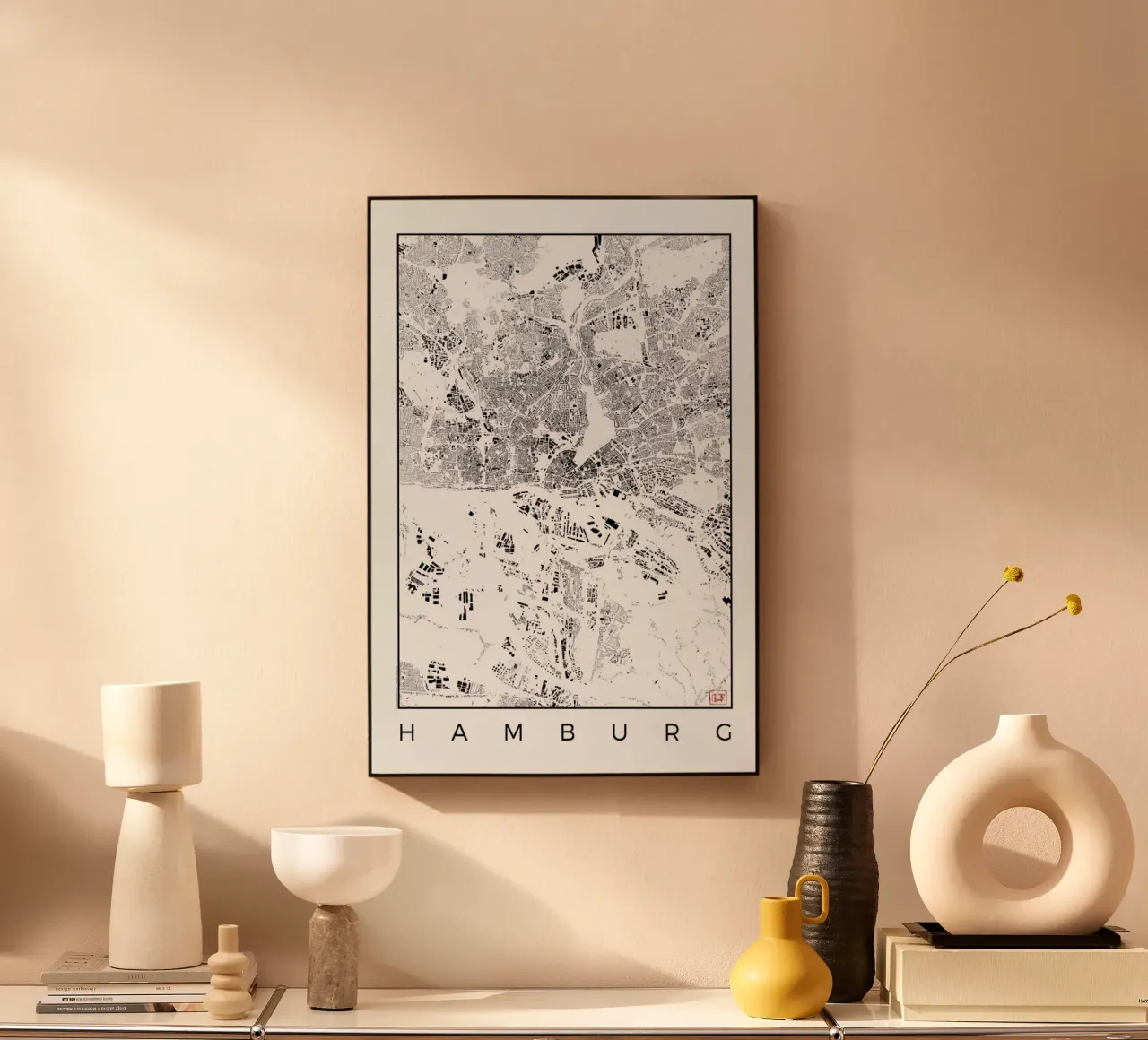 Hamburg Map Schwarzplan plexiglass da Hubert Roguski