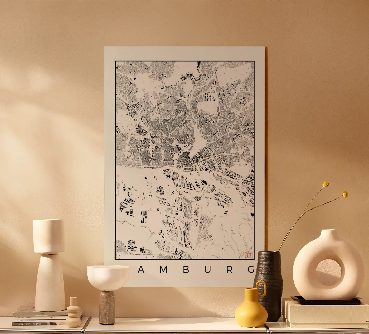 Hamburg Map Schwarzplan plexiglas de Hubert Roguski