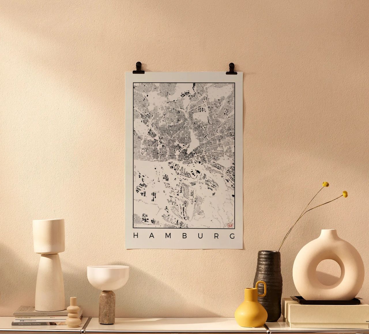 Hamburg Map Schwarzplan Poster von Hubert Roguski