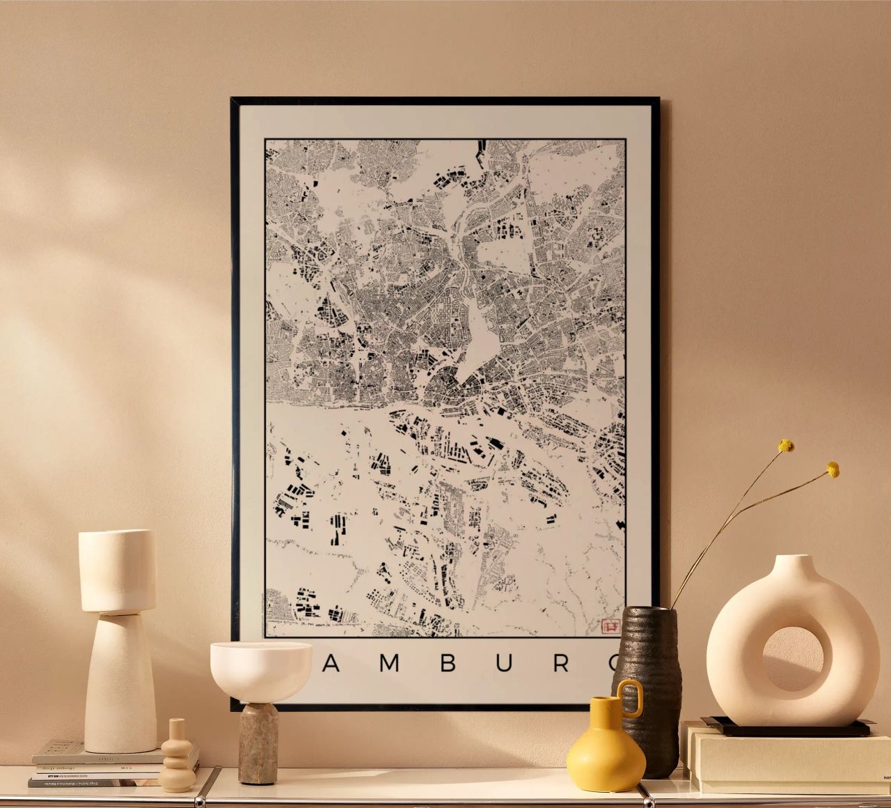 Hamburg Map Schwarzplan Poster von Hubert Roguski