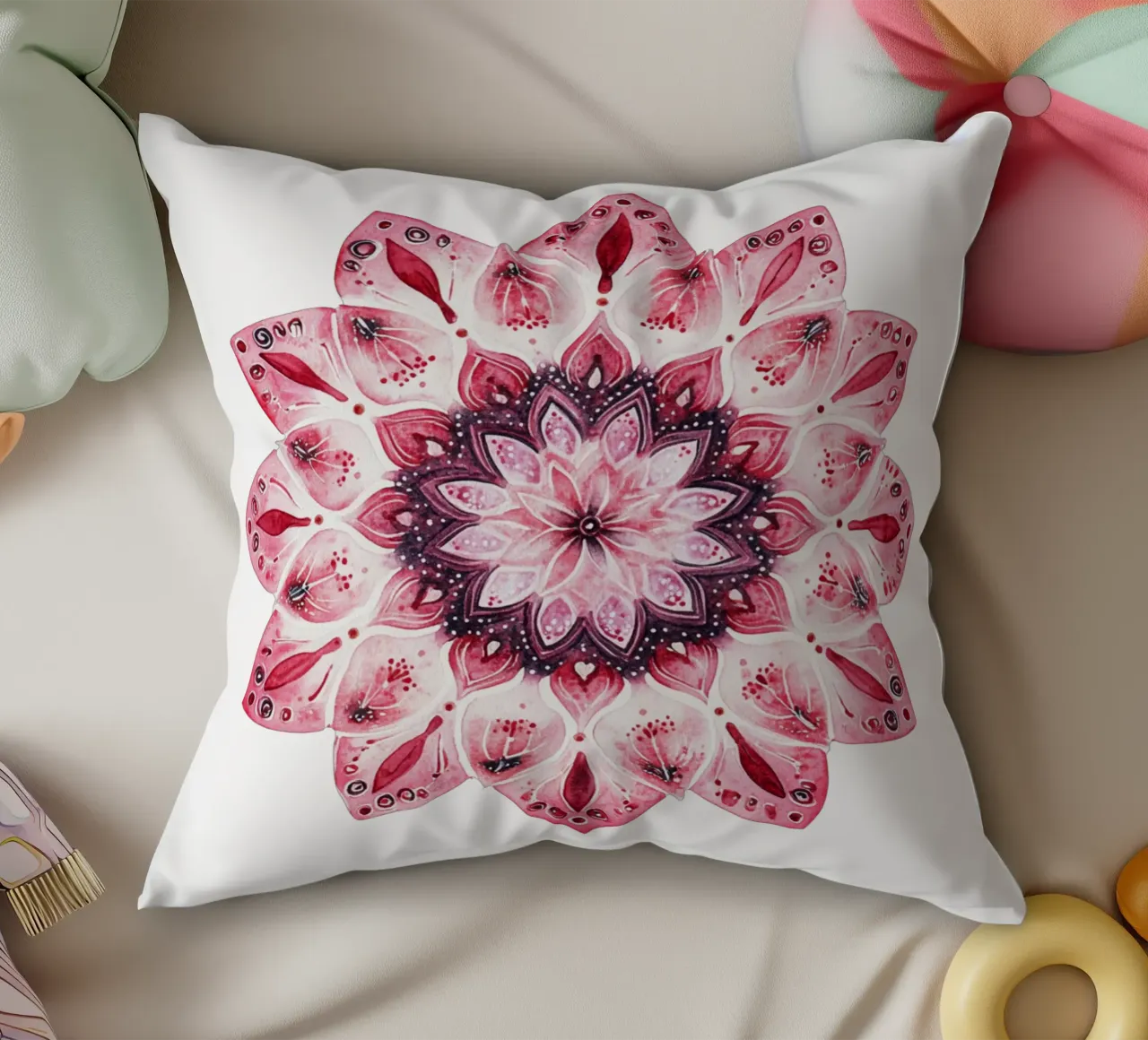 Mandala dell'amore ad acquerello cuscino da Spiritual Touch