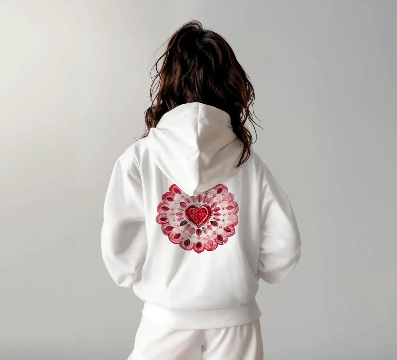 Mandala dell'amore ad acquerello felpa con cappuccio da Spiritual Touch