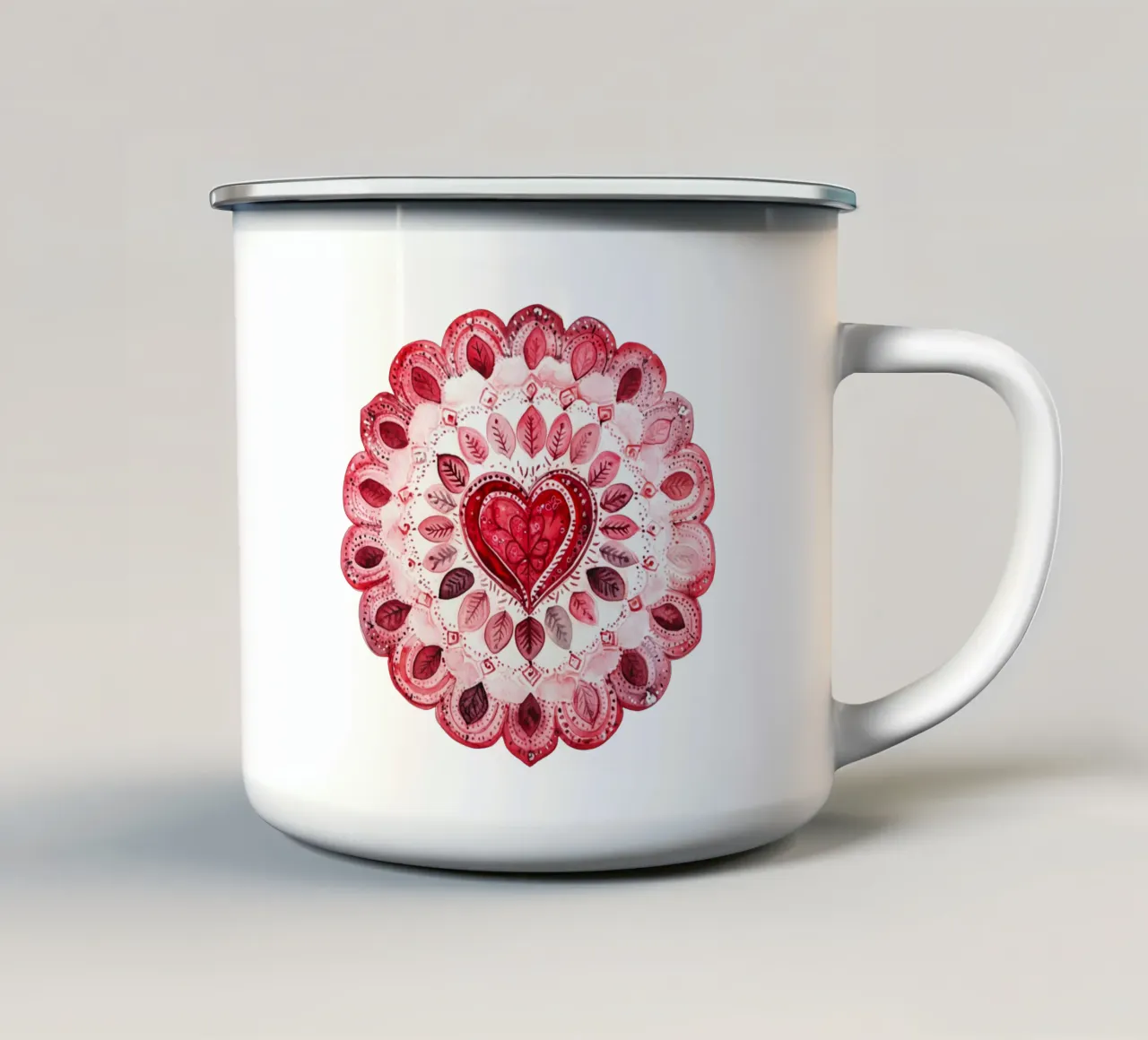 Mandala dell'amore ad acquerello tazza in smalto da Spiritual Touch