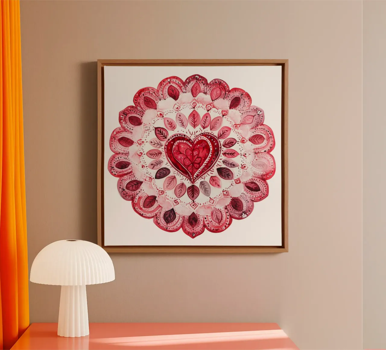 Mandala in aquarel canvas met Baklijst van Spiritual Touch
