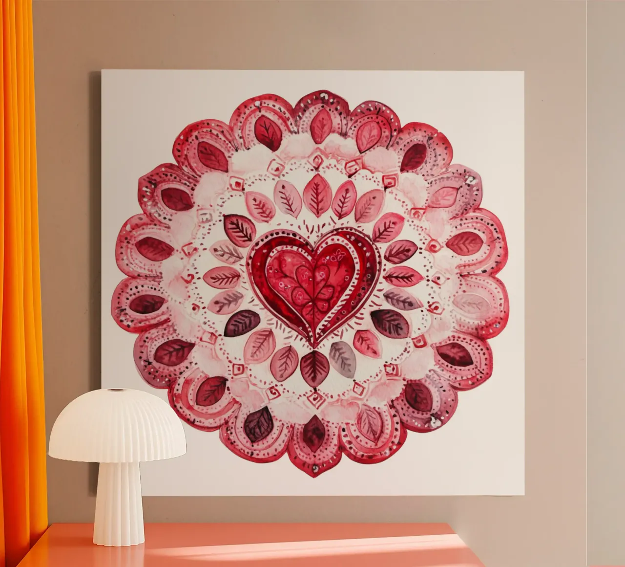 Mandala in aquarel canvas met Baklijst van Spiritual Touch
