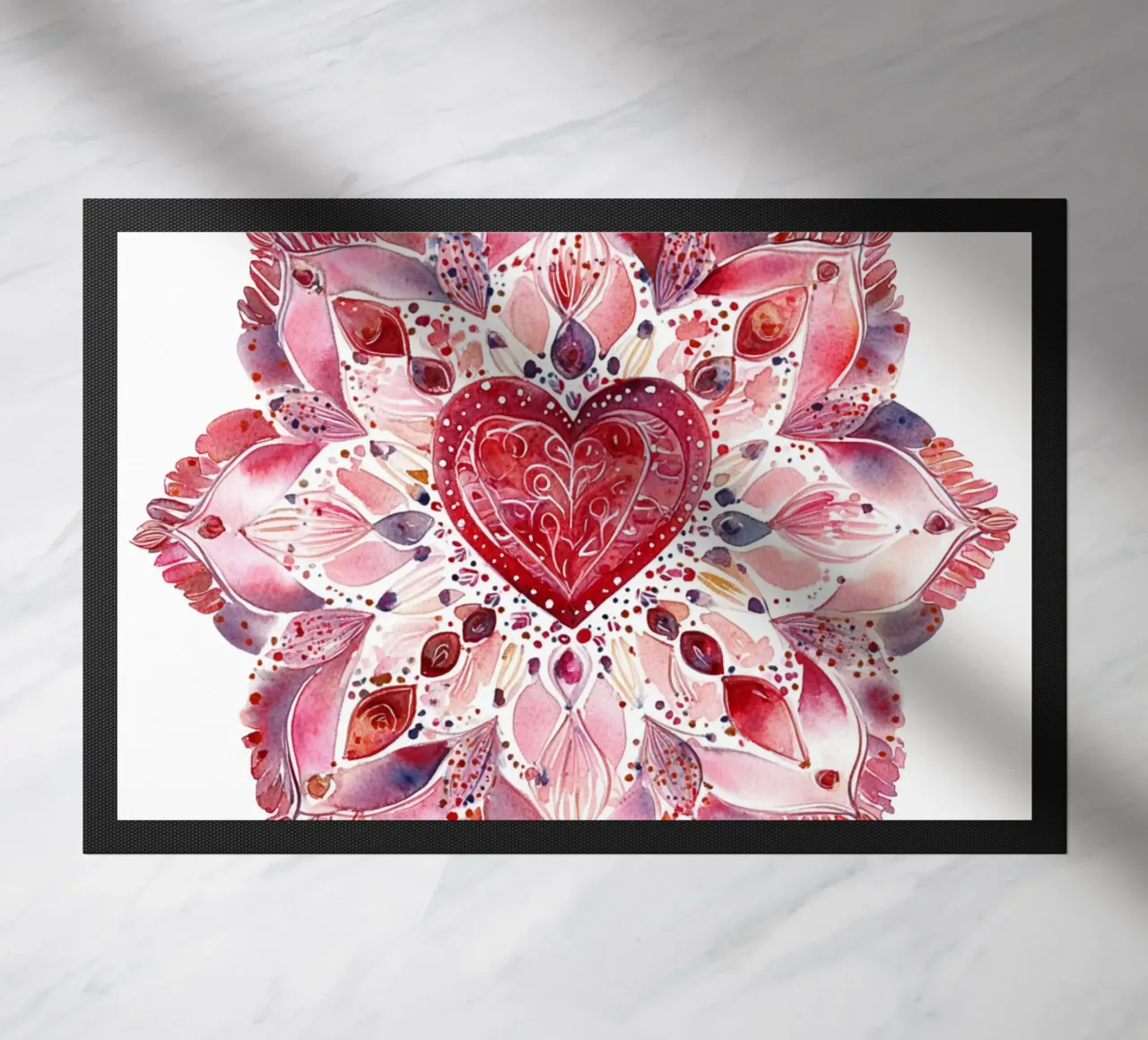 Mandala dell'amore ad acquerello zerbino da Spiritual Touch
