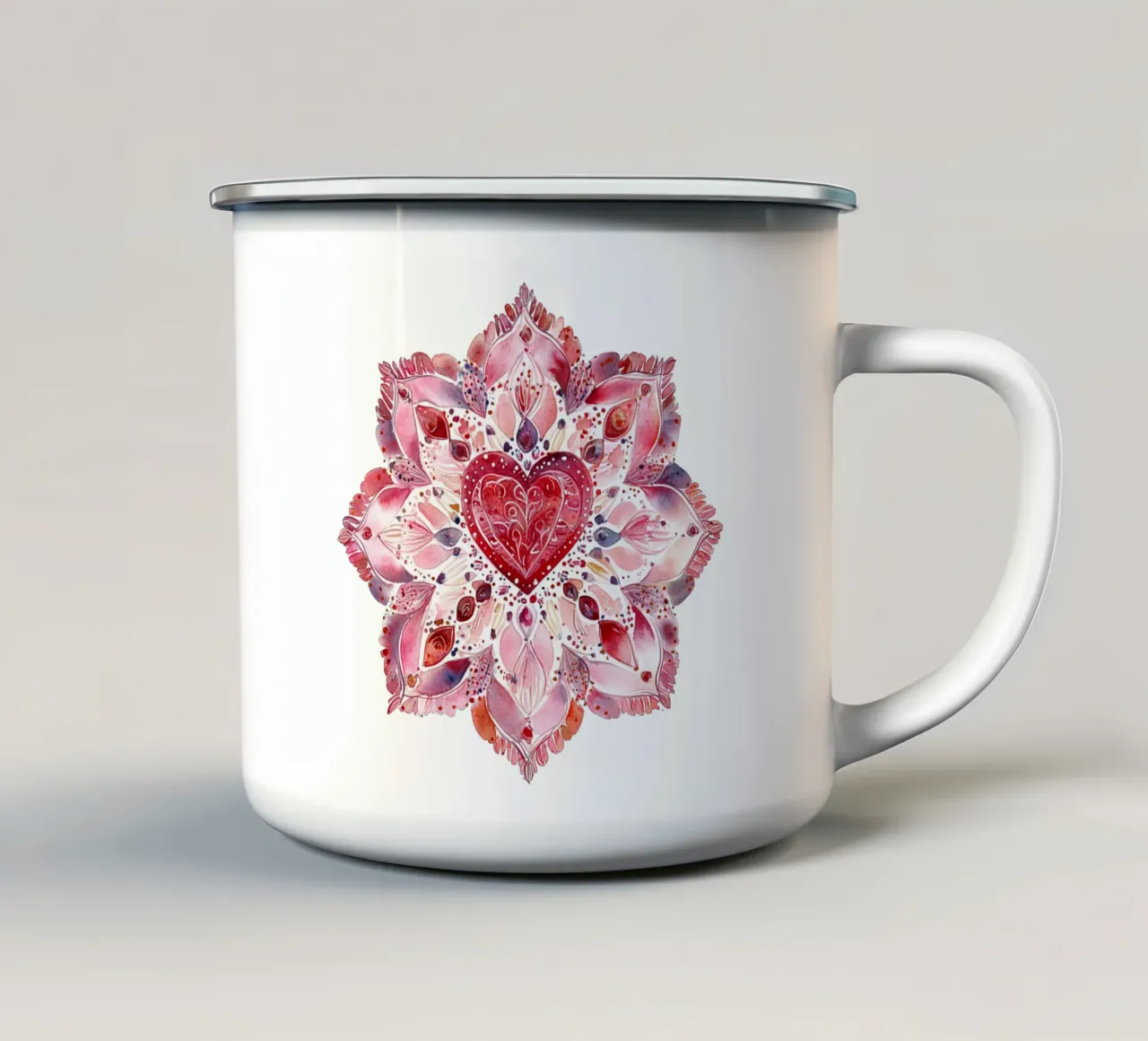 Mandala dell'amore ad acquerello tazza in smalto da Spiritual Touch