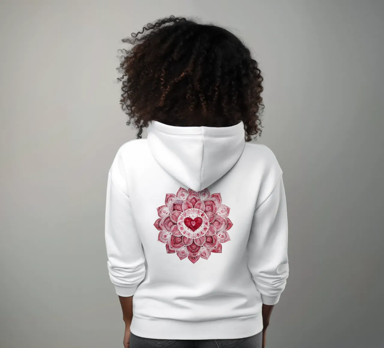 Mandala dell'amore ad acquerello felpa con cappuccio da Spiritual Touch