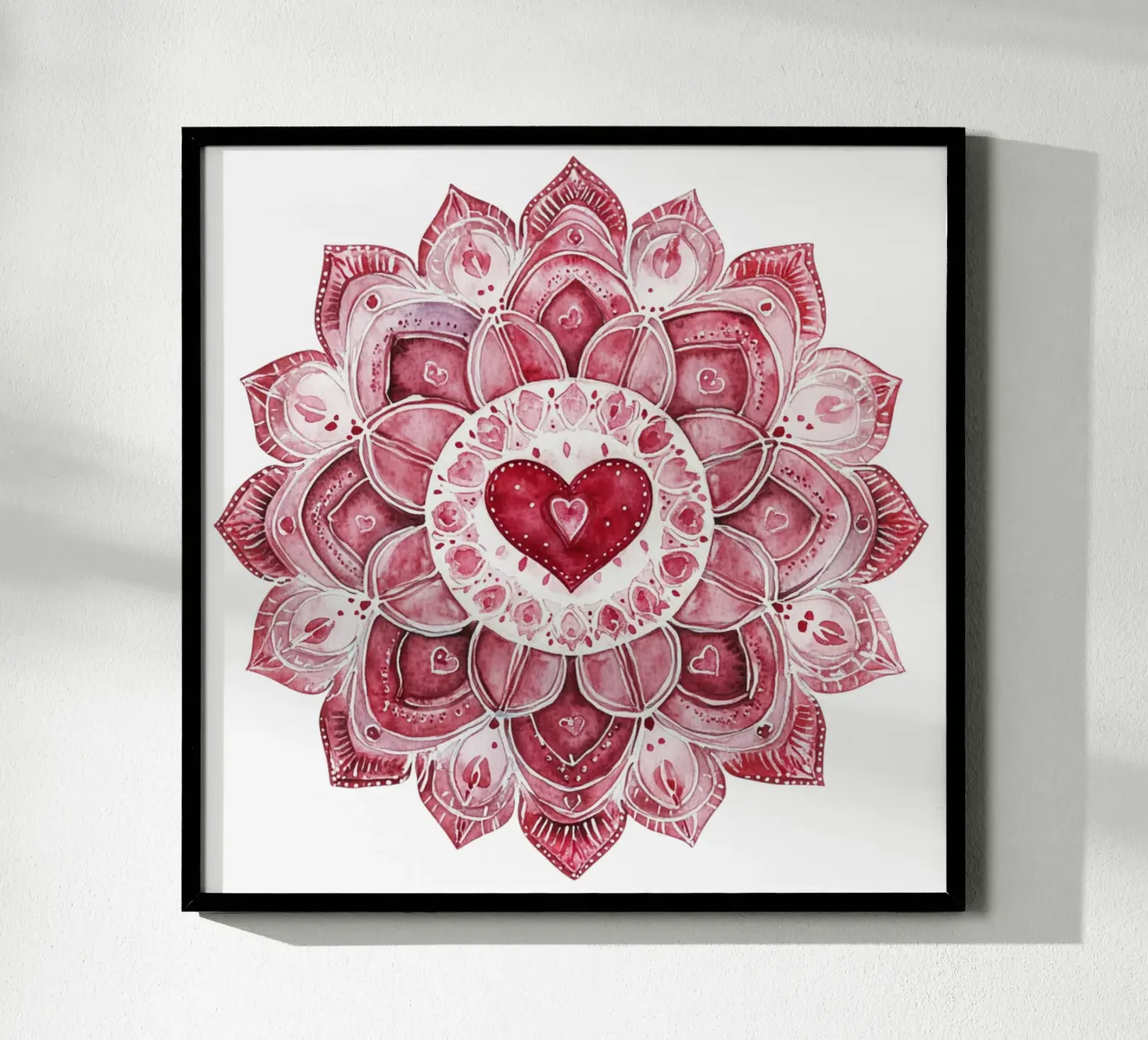 Mandala dell'amore ad acquerello poster con telaio in plastica da Spiritual Touch
