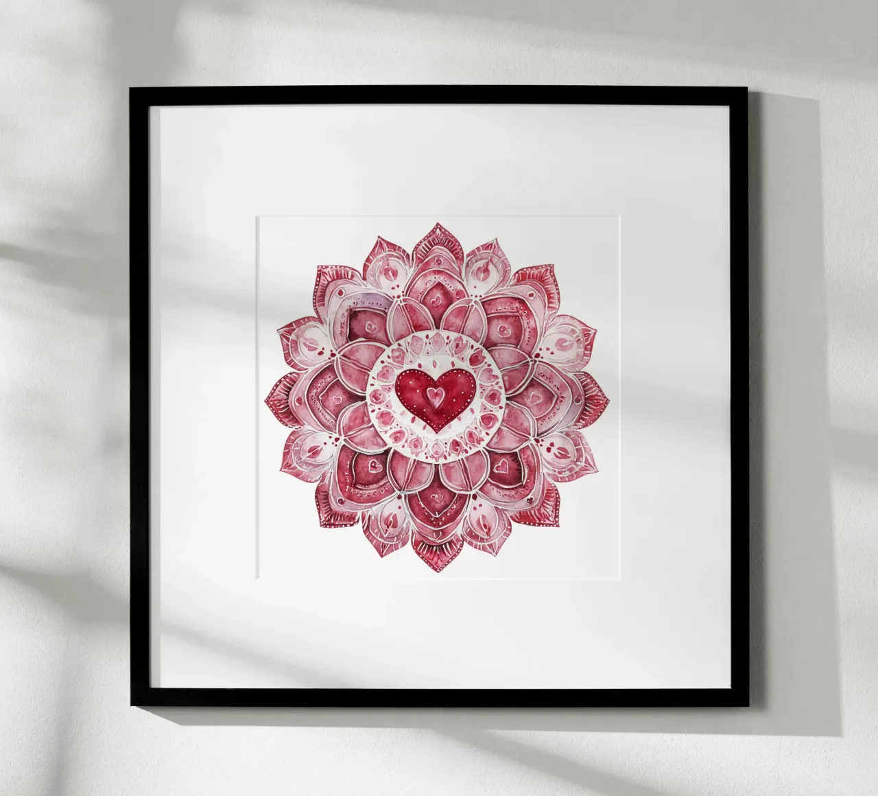 Mandala dell'amore ad acquerello poster con telaio in plastica da Spiritual Touch