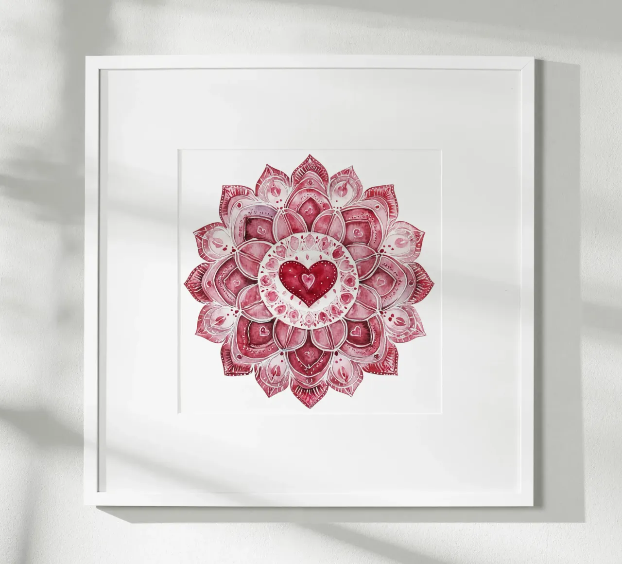 Mandala dell'amore ad acquerello poster con telaio in plastica da Spiritual Touch
