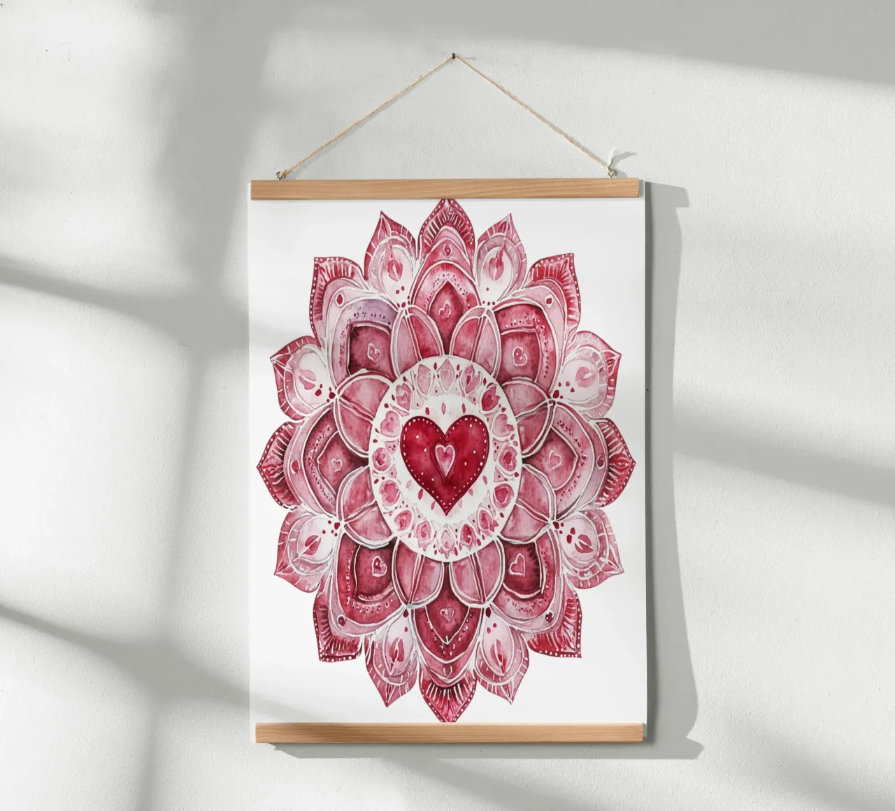 Mandala dell'amore ad acquerello poster con telaio in plastica da Spiritual Touch