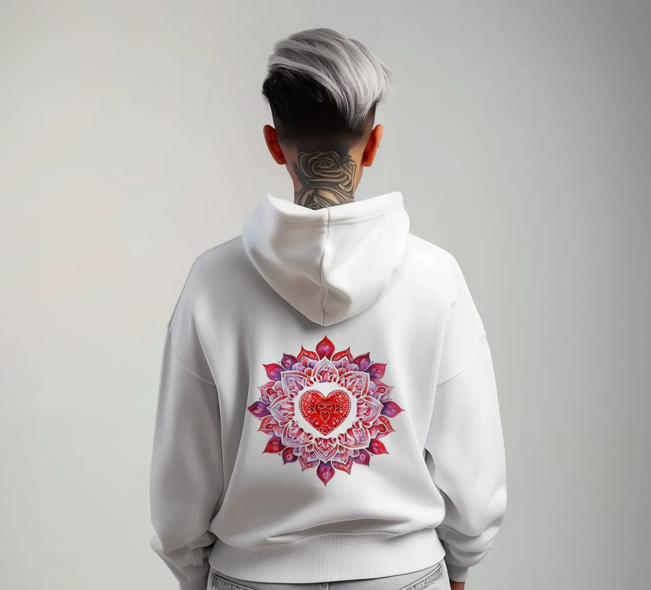 Mandala dell'amore ad acquerello felpa con cappuccio da Spiritual Touch