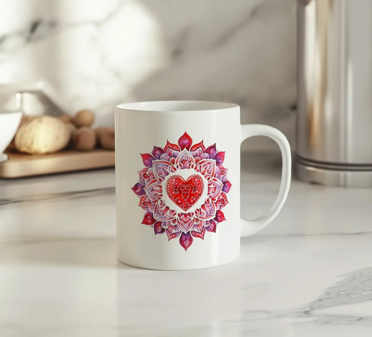 Mandala dell'amore ad acquerello tazza in ceramica da Spiritual Touch