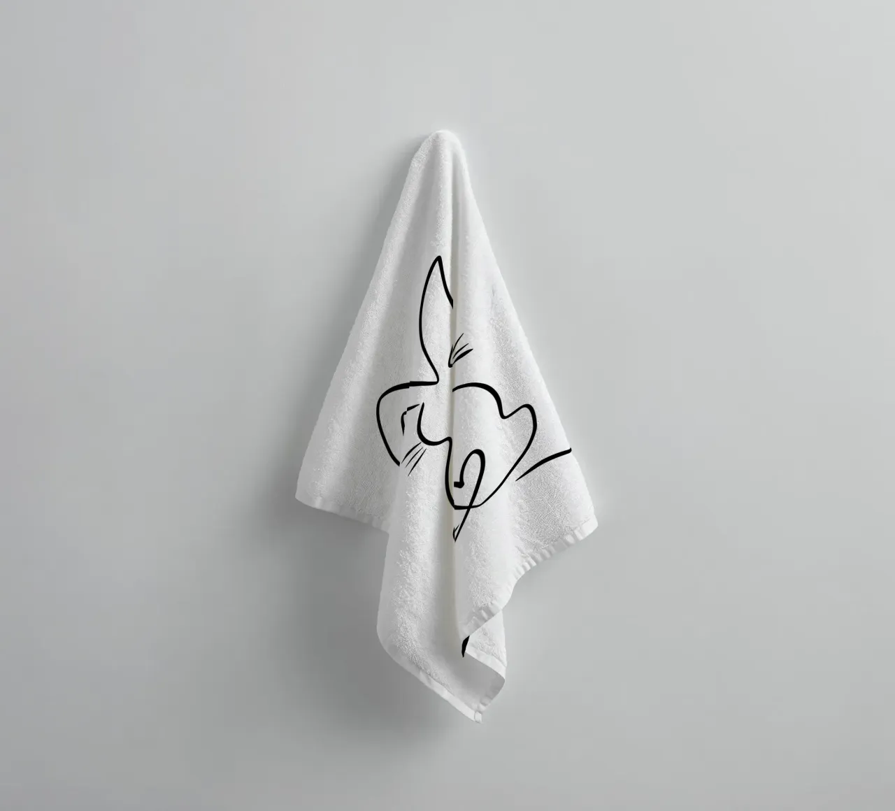 Pascua | Conejito | Conejo de Pascua | Ilustración lineal | liso toalla de baño de keinkonzept