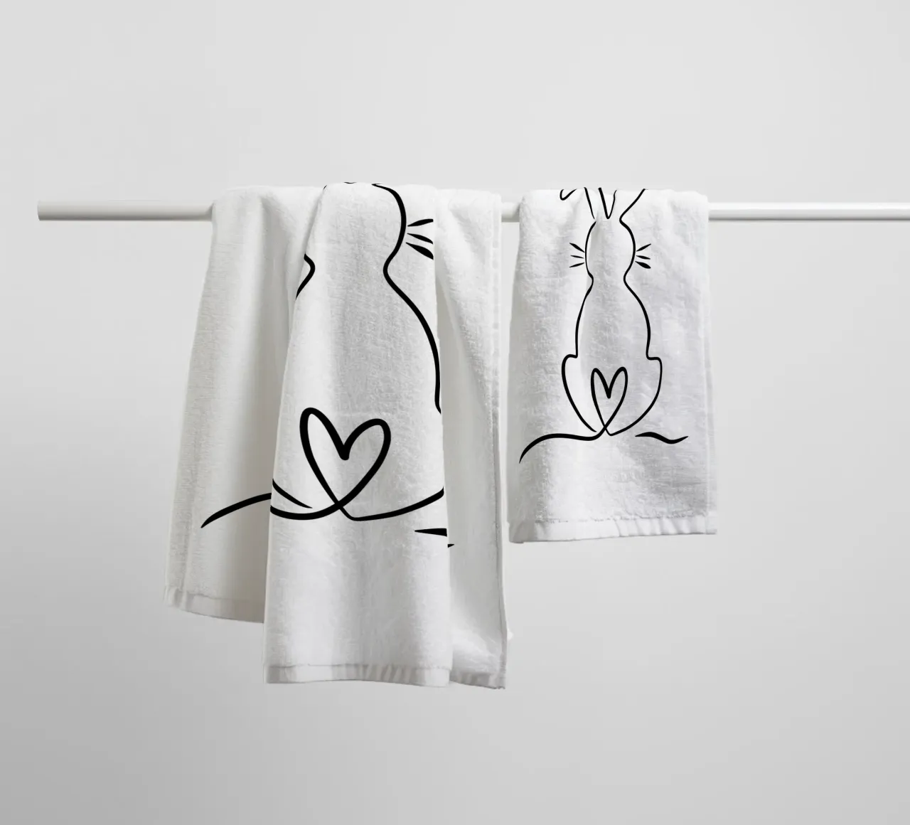 Pascua | Conejito | Conejo de Pascua | Ilustración lineal | liso toalla de baño de keinkonzept