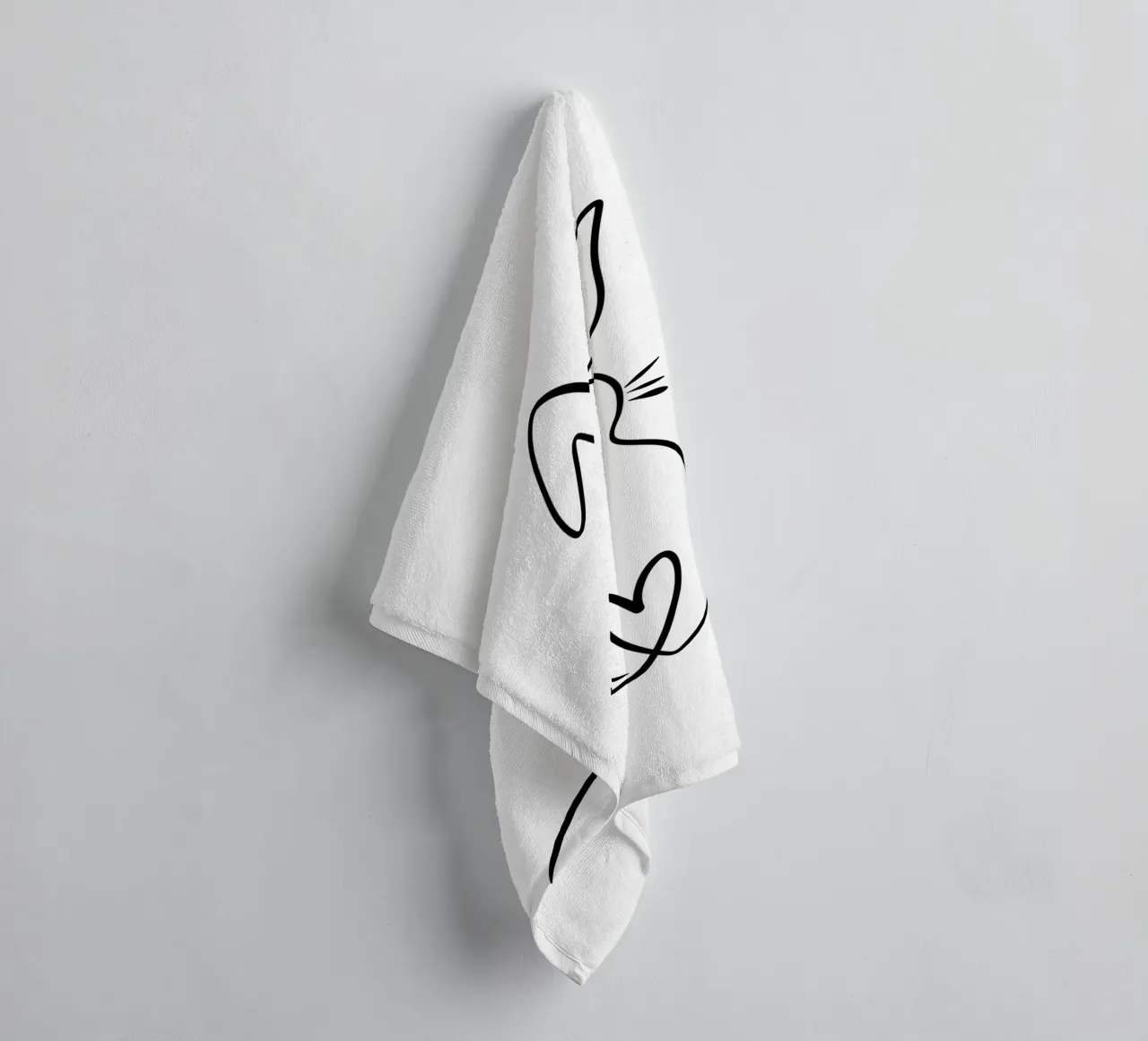 Pascua | Conejito | Conejo de Pascua | Ilustración lineal | liso toalla de baño de keinkonzept