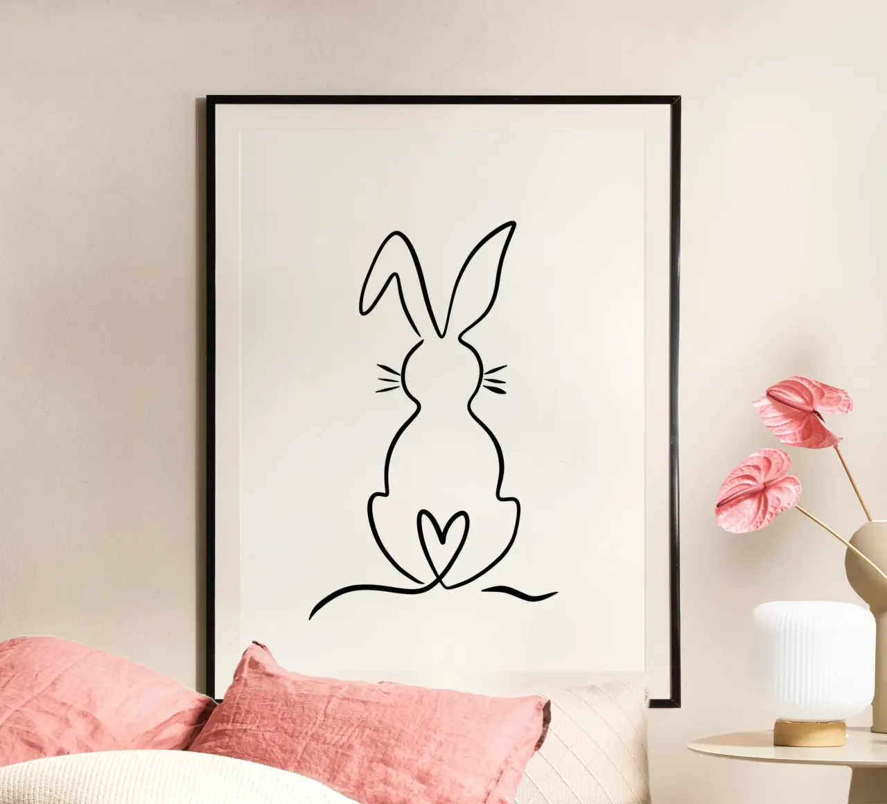 Pascua | Conejito | Conejo de Pascua | Ilustración lineal | liso hahnemühle de keinkonzept