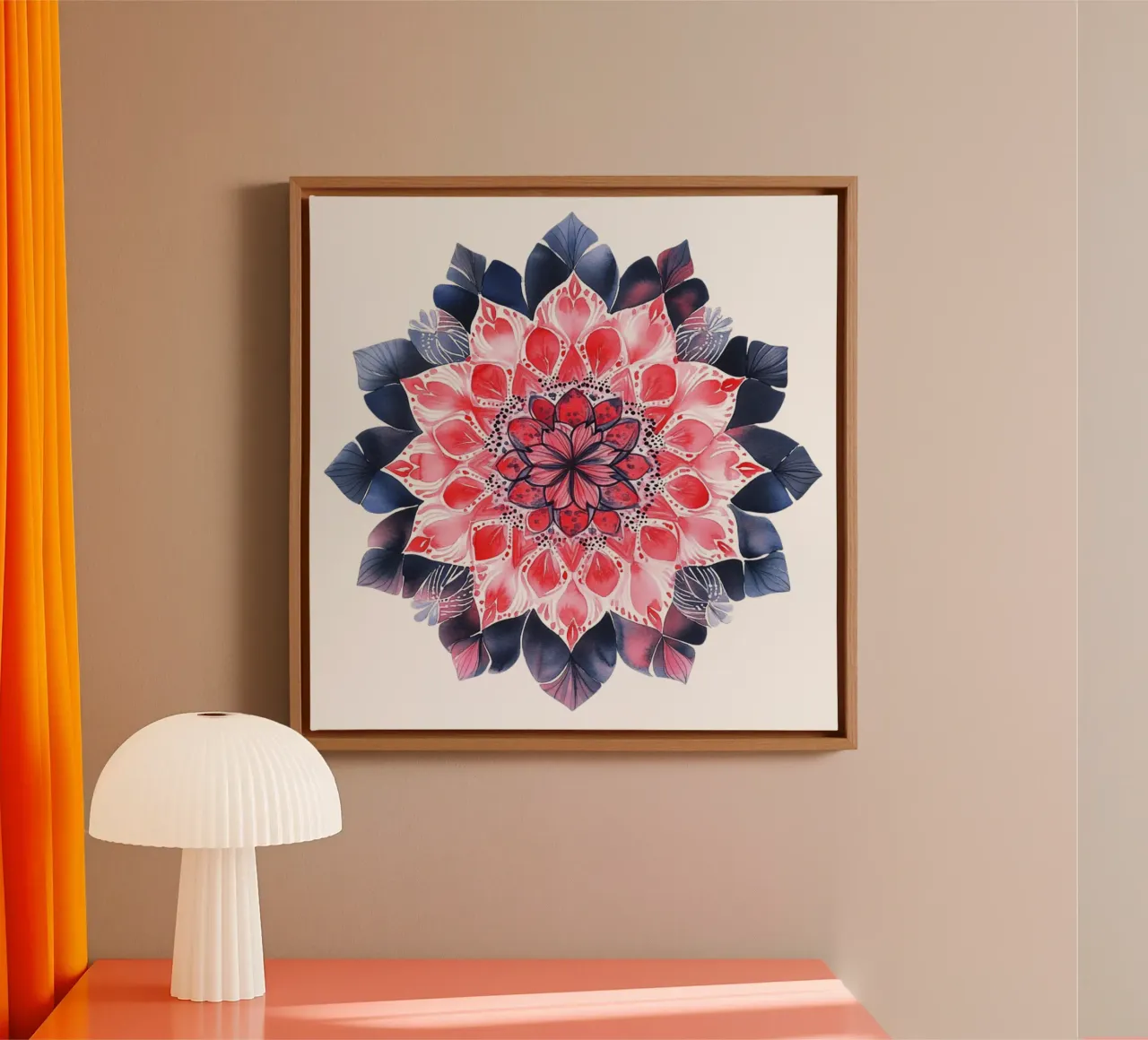 Mandala dell'amore ad acquerello tela con Cornice a cassetta da Spiritual Touch