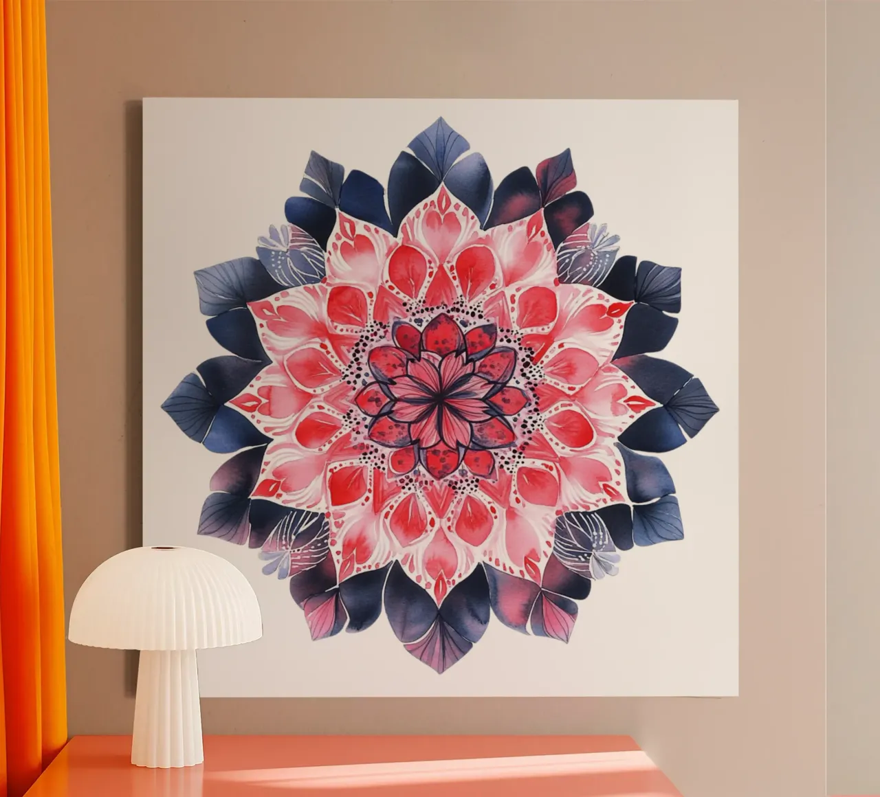 Mandala dell'amore ad acquerello tela con Cornice a cassetta da Spiritual Touch