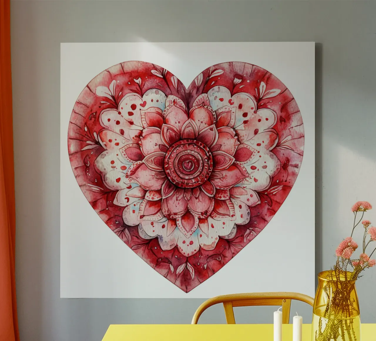 Mandala dell'amore ad acquerello tela con Cornice a cassetta da Spiritual Touch