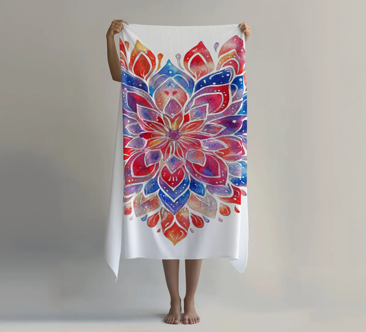 Mandala dell'amore ad acquerello telo mare da Spiritual Touch